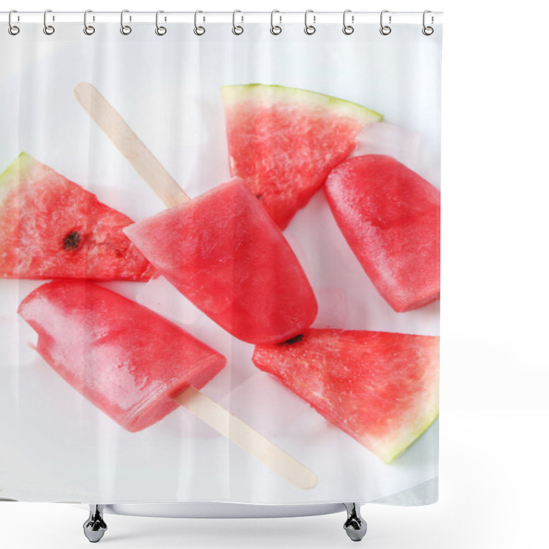 Personality  Watermelon Popsicles  With Ice And Mint Shower Curtains