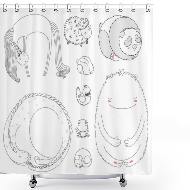 Personality  Sleeping Animals Set Shower Curtains