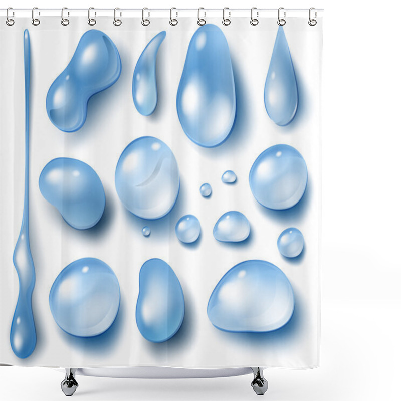 Personality  Set Of Water Drops On White Shower Curtains