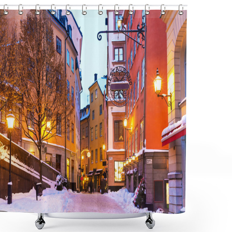 Personality  Winter In The Old Town In Stockholm, Sweden Shower Curtains