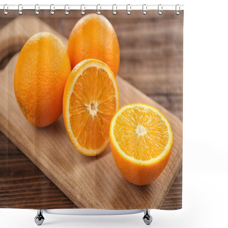 Personality  Fresh Oranges On Cutting Board Shower Curtains