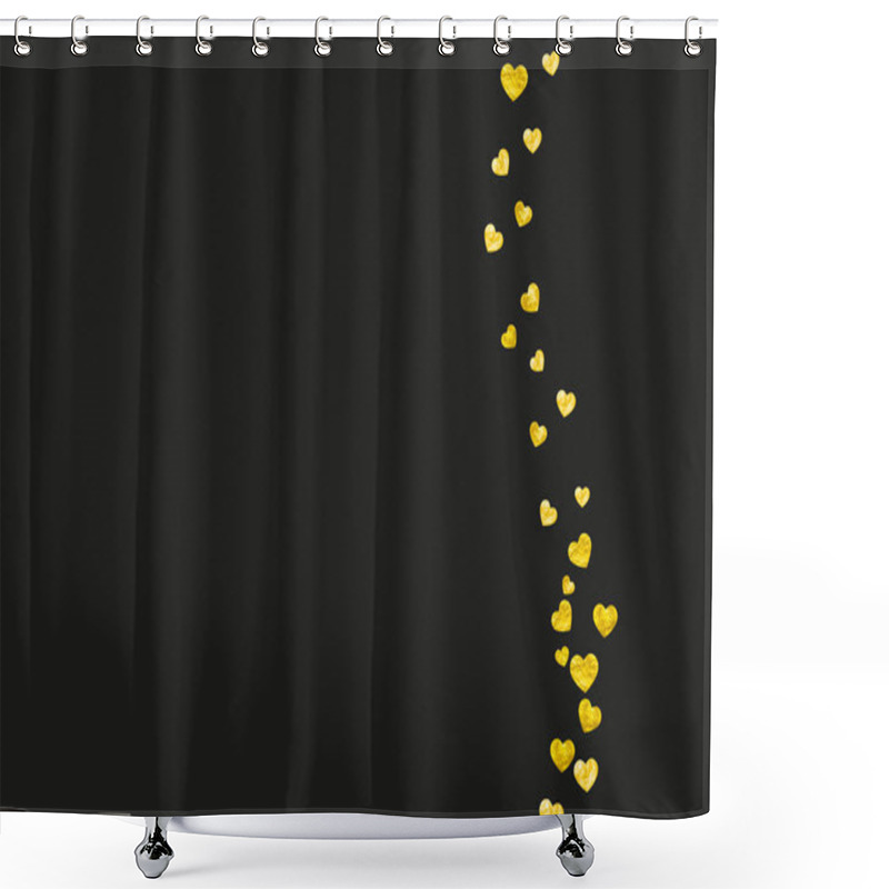 Personality  Heart Frame Background With Gold Glitter Hearts. Valentines Day. Vector Confetti. Hand Drawn Texture. Shower Curtains