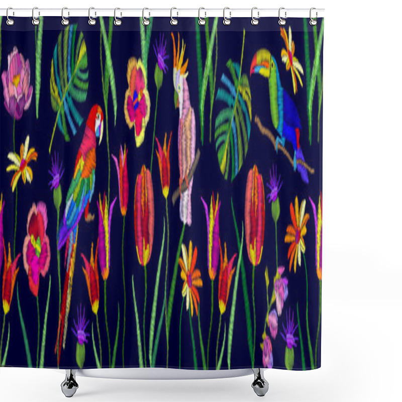 Personality  Tropical Paradise Border. Shower Curtains