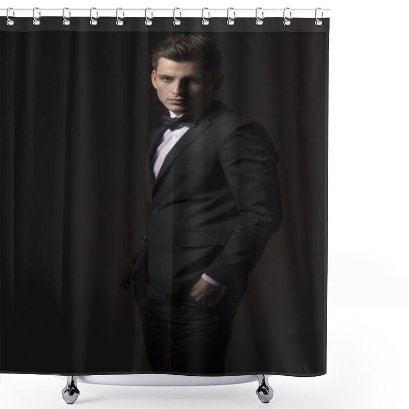 Personality  Cropped View Of Doctor Examining Stomach Of Patient With Ultrasound Scan, Panoramic Shot  Shower Curtains