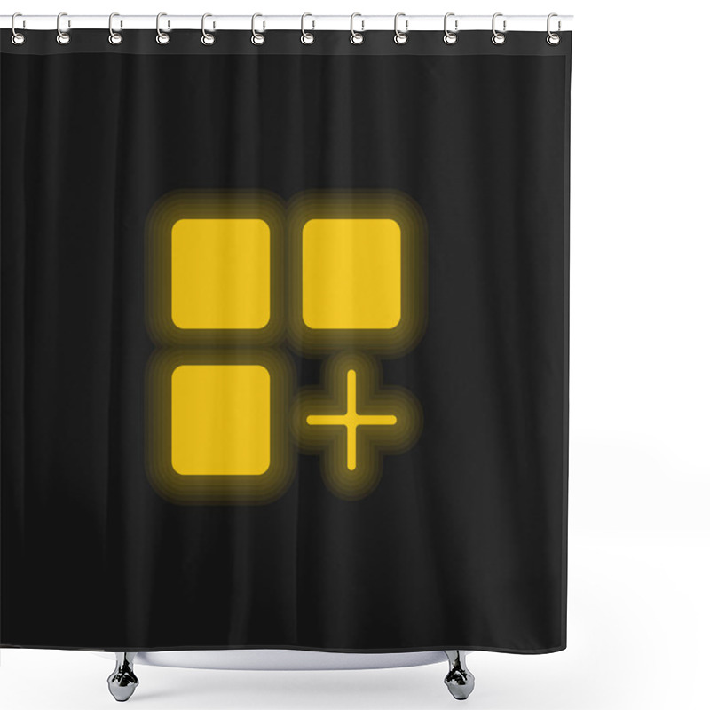 Personality  Add Yellow Glowing Neon Icon Shower Curtains