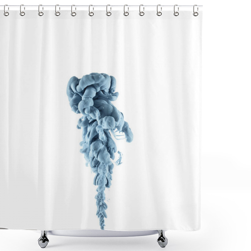 Personality  Close Up View Of Grey Ink Splash Isolated On White Shower Curtains