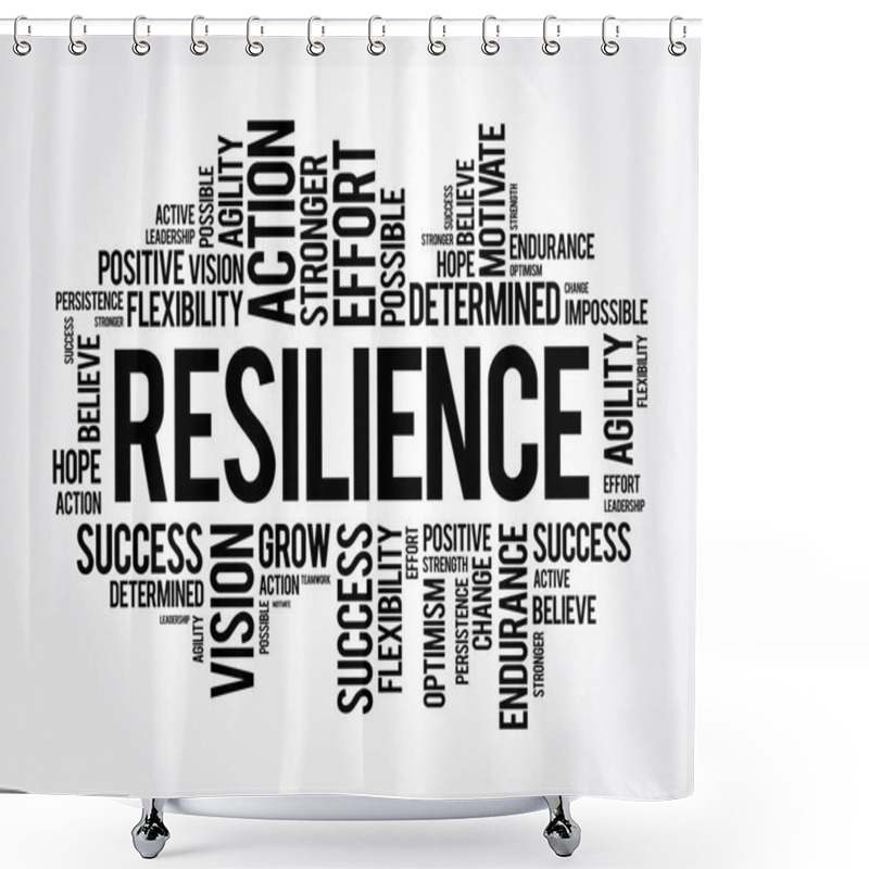 Personality  Resilience - The Capacity To Recover Quickly From Difficulties, Word Cloud Concept Background Shower Curtains