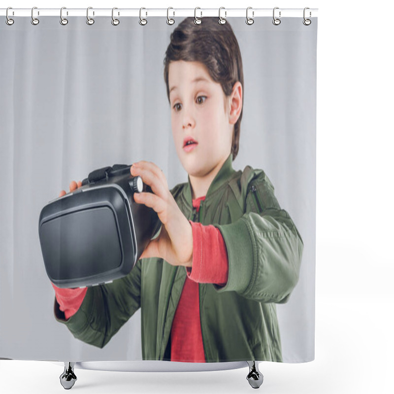 Personality  Boy With Virtual Reality Headset Shower Curtains