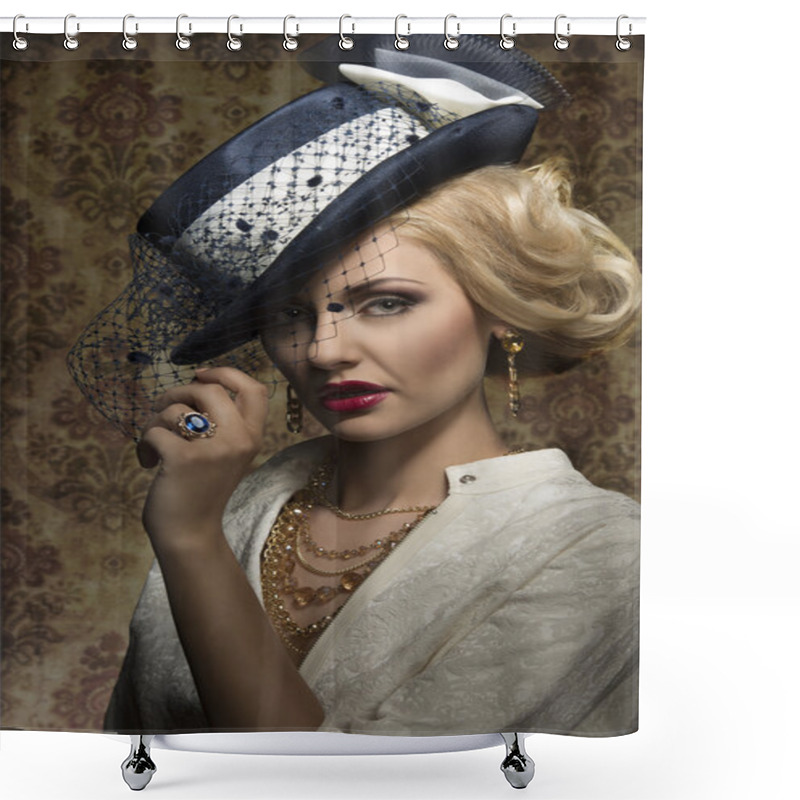 Personality  Young Woman With Style In Jewelry Shower Curtains