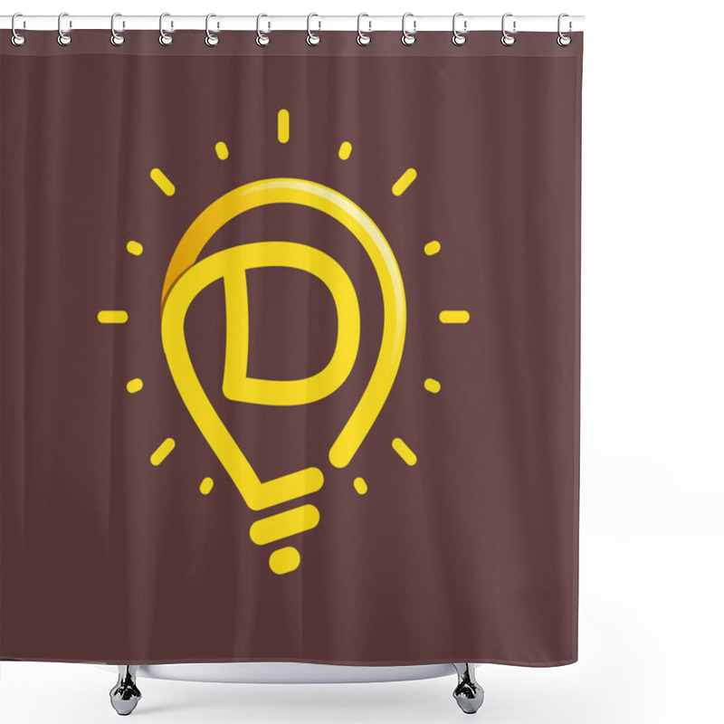 Personality  D Letter With Light Bulb Or Idea Icon. Shower Curtains