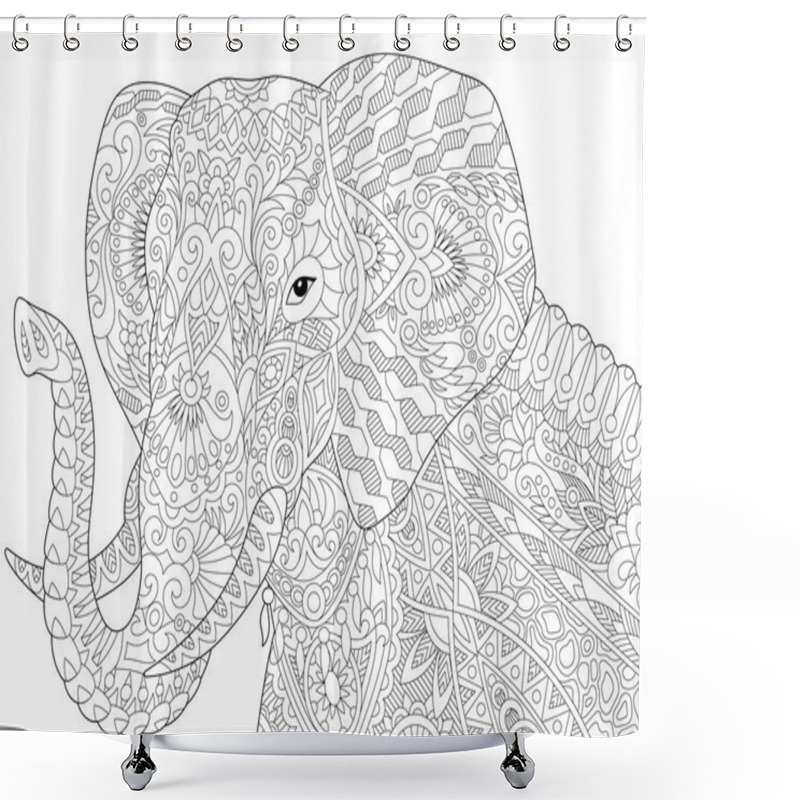 Personality  Zentangle Stylized Elephant Shower Curtains