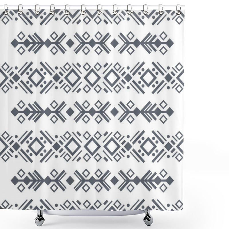 Personality  Navajo Black And White Seamless Patterns. Vector Background Shower Curtains