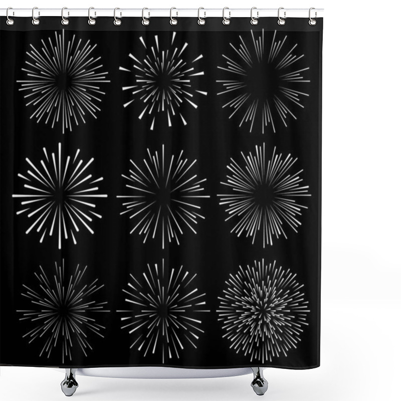 Personality  Set Of White Radial Speed Lines. Circle Form. Vector Illustration. Explosion Background. Star Rays. Sunburst. Fireworks. Design Element For Frames, Prints, Web, Template, Logo And Textile Pattern Shower Curtains