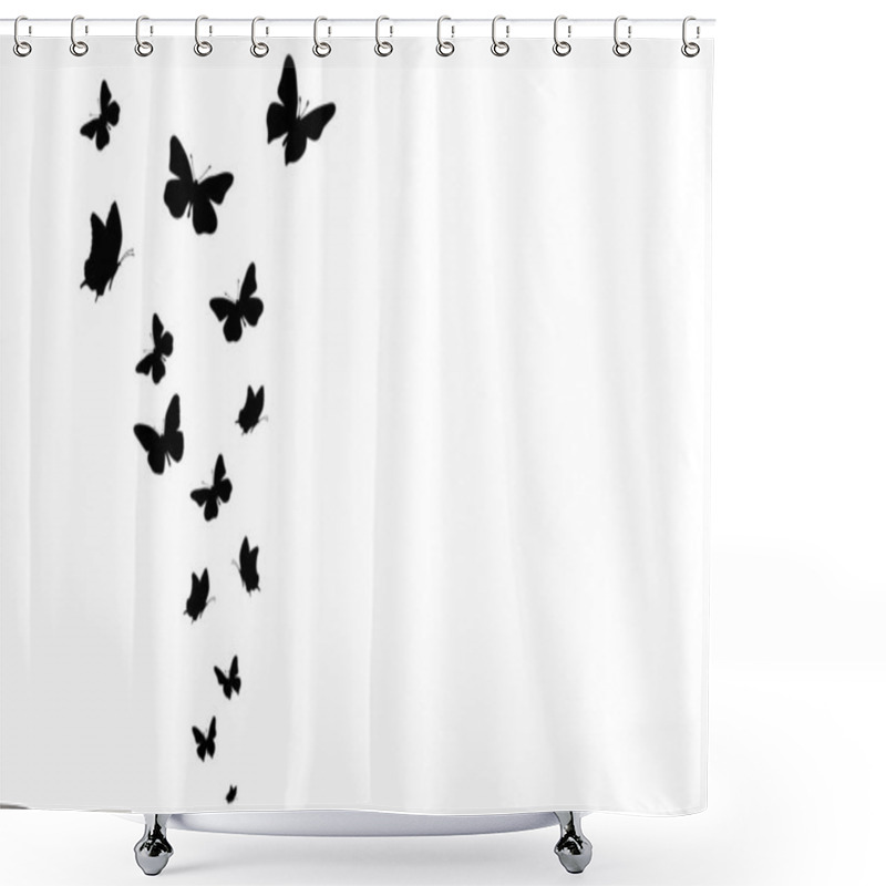 Personality  Vector Silhouette Of Butterflies On White Background. Symbol Of Nature And Insect. Shower Curtains