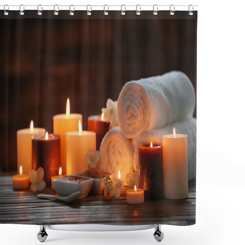 Personality  Spa Composition With Candles  Shower Curtains