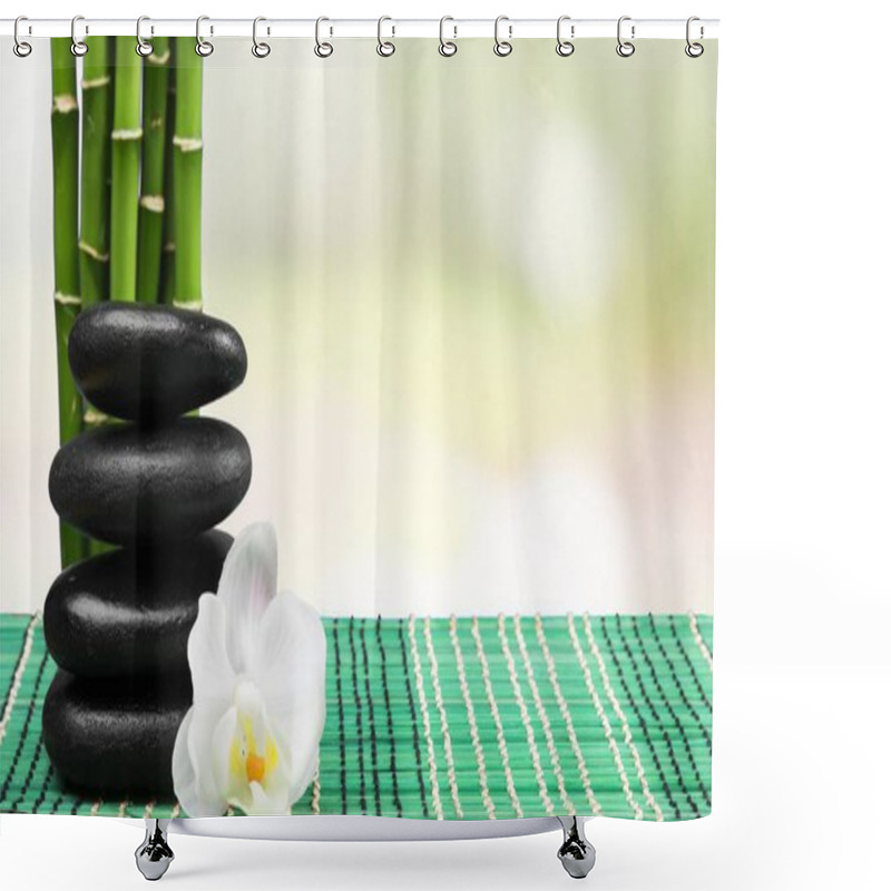 Personality  Zen Basalt Stones And Flower Shower Curtains