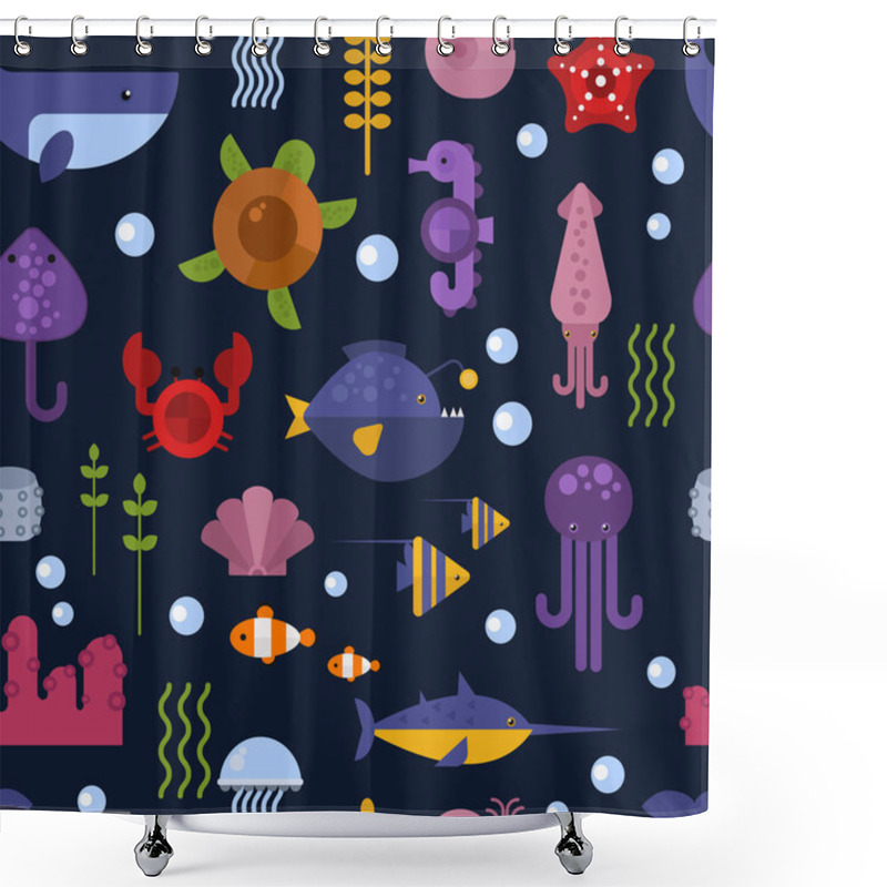 Personality  Sea Life Seamless Pattern Vector. Shower Curtains