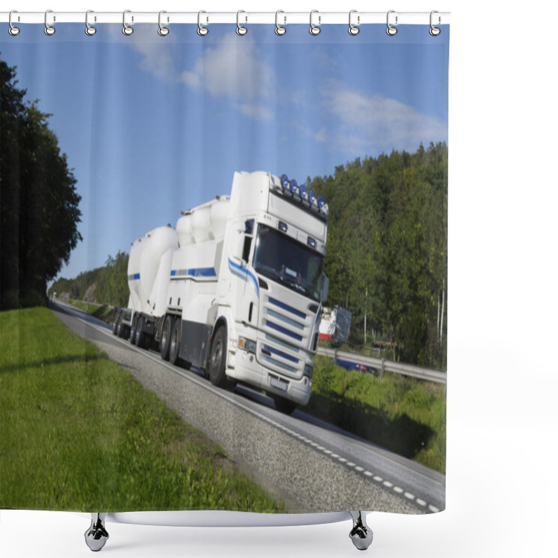 Personality  Fuel Truck, Tanker On The Move Shower Curtains