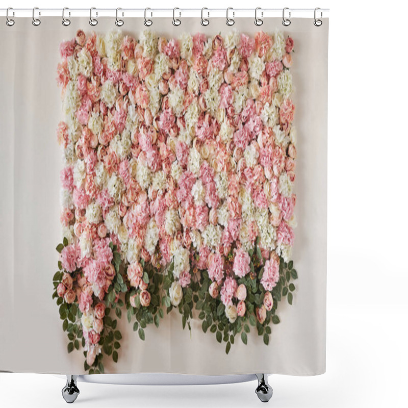 Personality  Summer Blossoming Delicate Roses And Hydrangeas On Flowers Festive Background, Pastel And Soft Bouquet Floral Card. Spring Greeting Card Template. Copy Space. Wedding Scene. Mothers Day,female Card. Shower Curtains