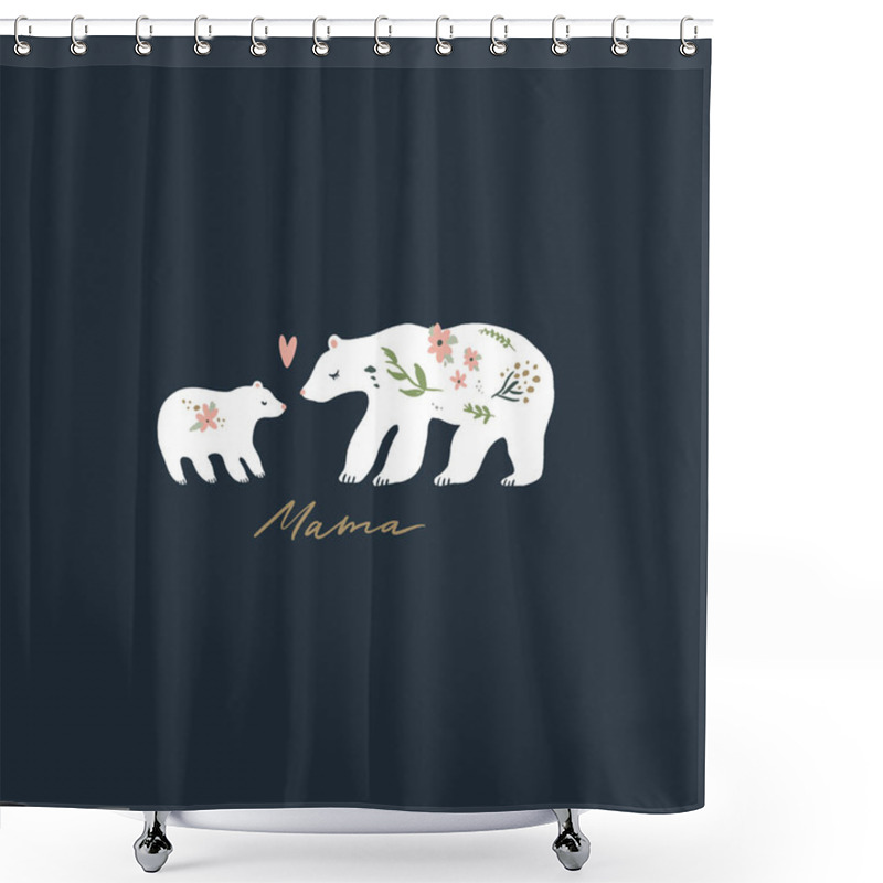 Personality  Mama Bear Nursery Vector Image, Baby Art, Nursery Design. Clip Art Shower Curtains