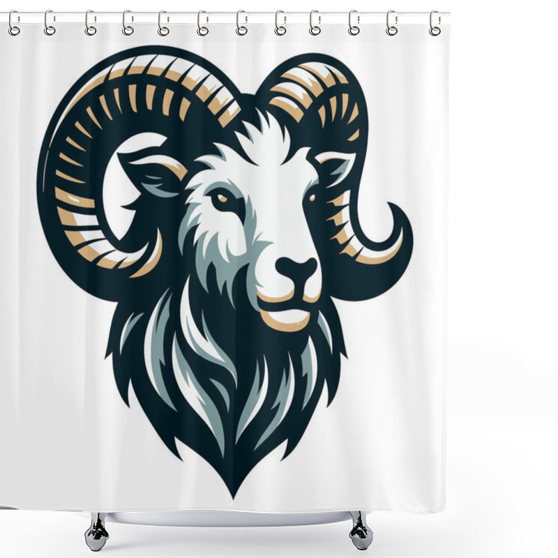 Personality  Bighorn Horned Ram Sheep Head Face Vector Illustration, Farm Pet, Animal Livestock, Butchery Meat Shop Element, Agriculture Concept, Design Isolated On White Background  Shower Curtains