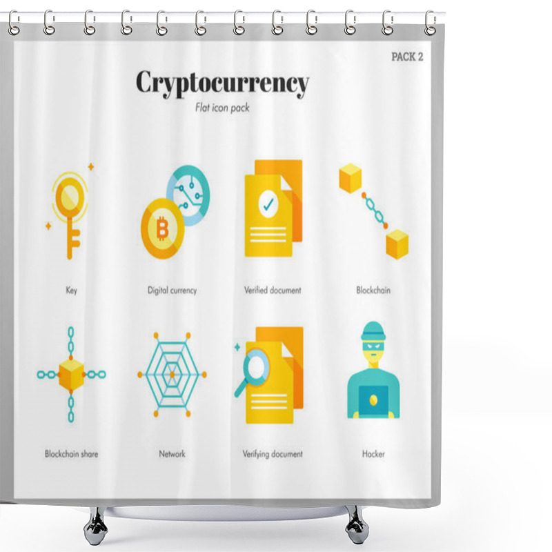 Personality  Cryptocurrency Icons Flat Pack Shower Curtains