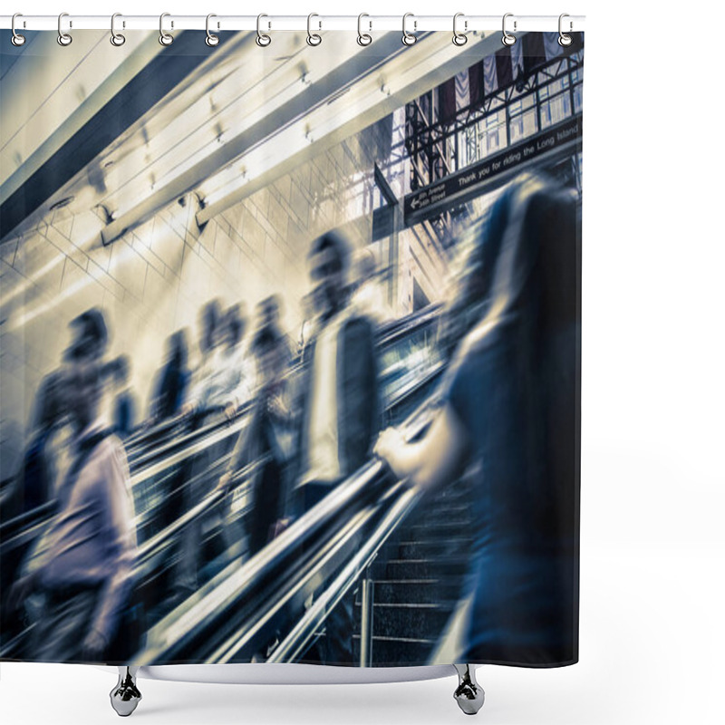 Personality  Motion Blur Of NYC Commuters Entering Subway Shower Curtains