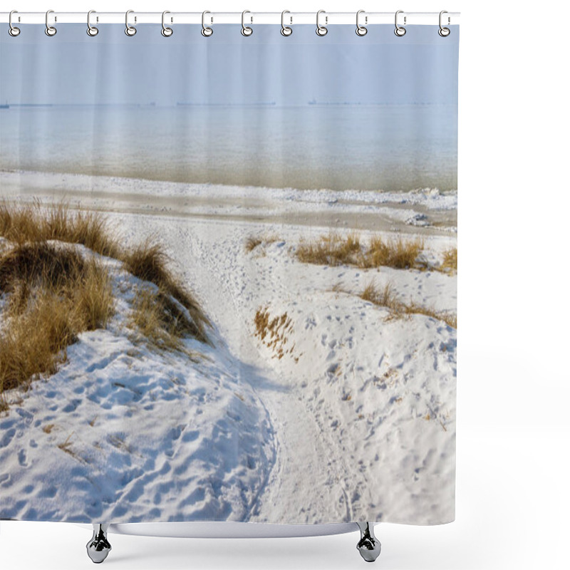 Personality  Winter On Shore Of The Baltic Sea. Shower Curtains