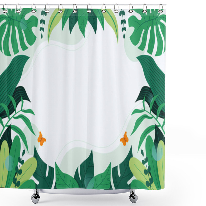 Personality  Tropical Leaves Background Vector  Shower Curtains