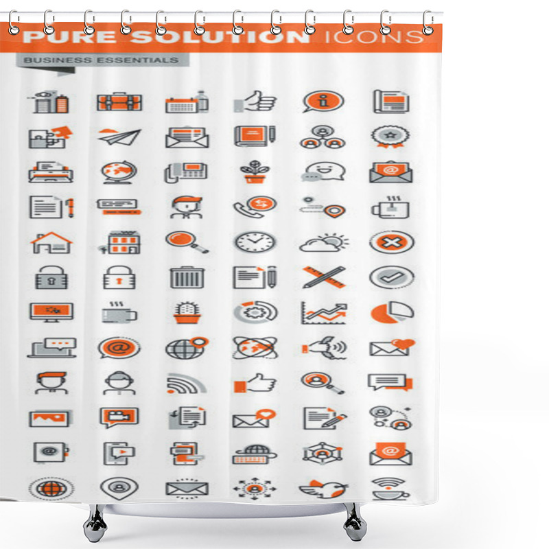 Personality  Set Of Thin Line Web Icons For Basic Business Tools Shower Curtains