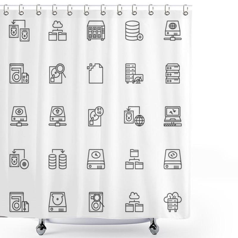 Personality  Data Recovery Outline Icons Set. Linear Style Symbols Collection, Line Signs Pack. Vector Graphics. Set Includes Icons As Transfer Hard Drive, Cloud Folder, Data Search, Corrupt File, Computer Server Shower Curtains