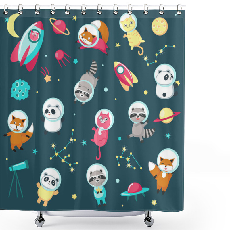 Personality  Space Animal Icon Set Vector Illustration Shower Curtains