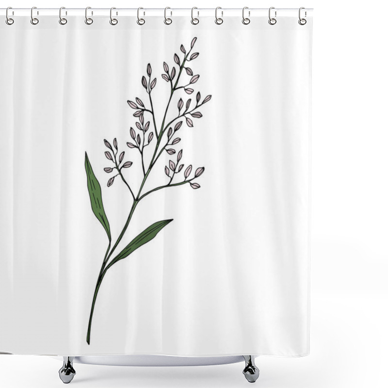 Personality  Vector Wildflower Floral Botanical Flowers. Black And White Engraved Ink Art. Isolated Flower Illustration Element. Shower Curtains