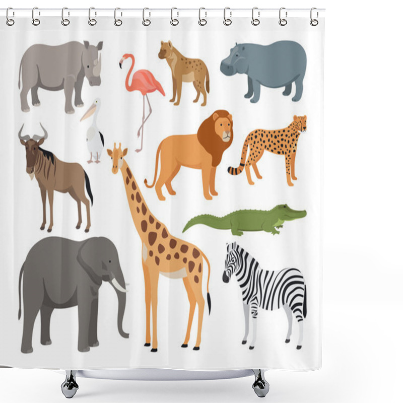 Personality  Animals Of Africa Vector Set Shower Curtains