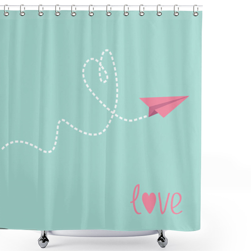 Personality  Origami Paper Plane. Dash Heart In The Sky. Love Card. Shower Curtains