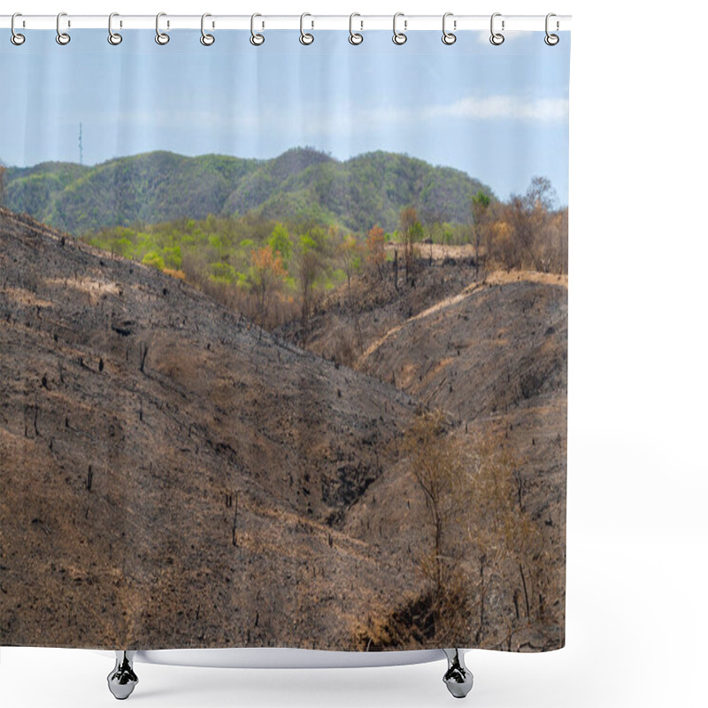 Personality  Burning Deforestation Of The Brazilian Caatinga Biome In Barro, Ceara, Brazil On December 21, 2020. Shower Curtains