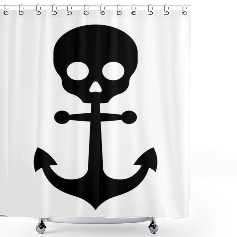 Personality  Black Anchor Icon With Skull Symbol Shower Curtains