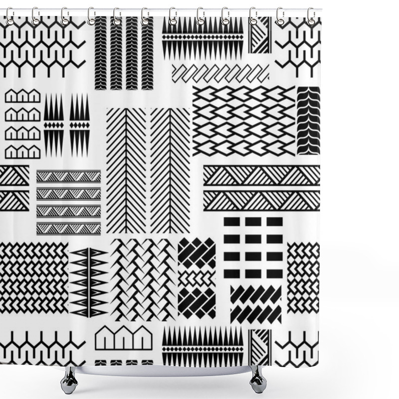 Personality  Black And White Mayan Embroidery Seamless Vector Pattern. Shower Curtains