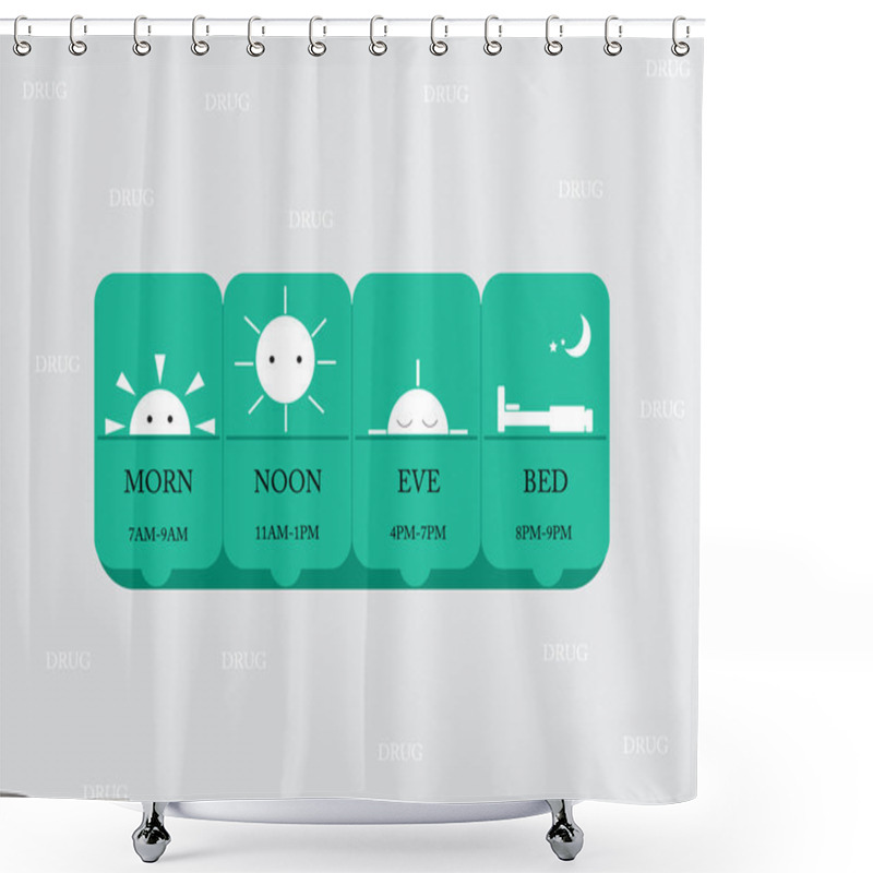 Personality  A Box Of Medicine,vector Illustration,flat Design,Daily Drug Medicine Organiser . Shower Curtains