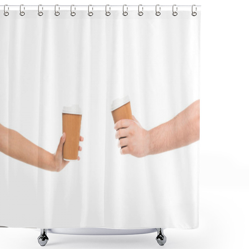 Personality  Hands Holding Disposable Cups Shower Curtains