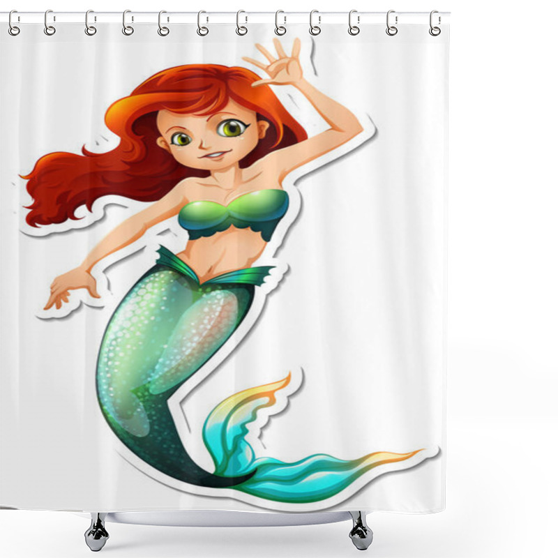 Personality  Beautiful Mermaid Cartoon Character Sticker Illustration Shower Curtains