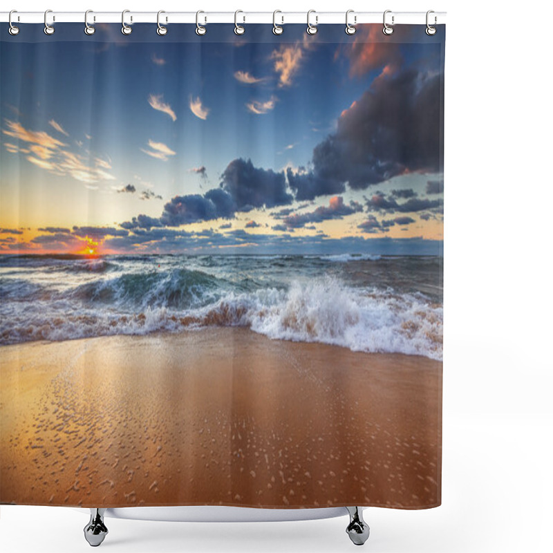 Personality  Beautiful Cloudscape Over The Sea, Sunrise Shot Shower Curtains