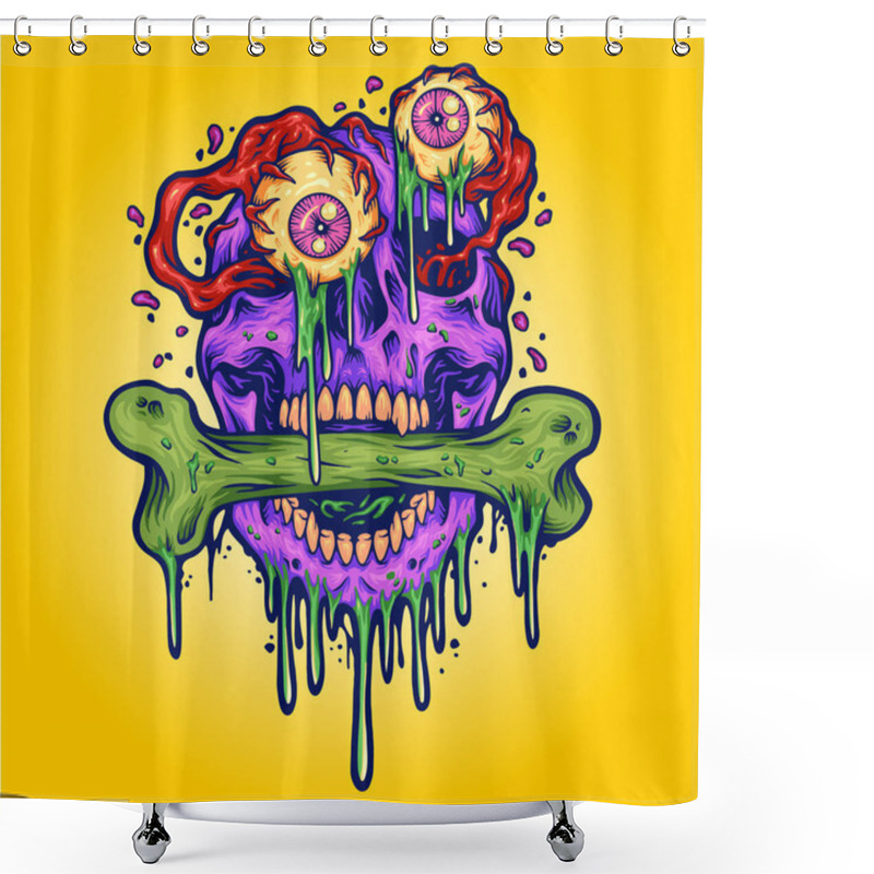 Personality  Scary Zombie Eyeball Skull Head Vector Illustrations For Your Work Logo, Merchandise T-shirt, Stickers And Label Designs, Poster, Greeting Cards Advertising Business Company Or Brands Shower Curtains