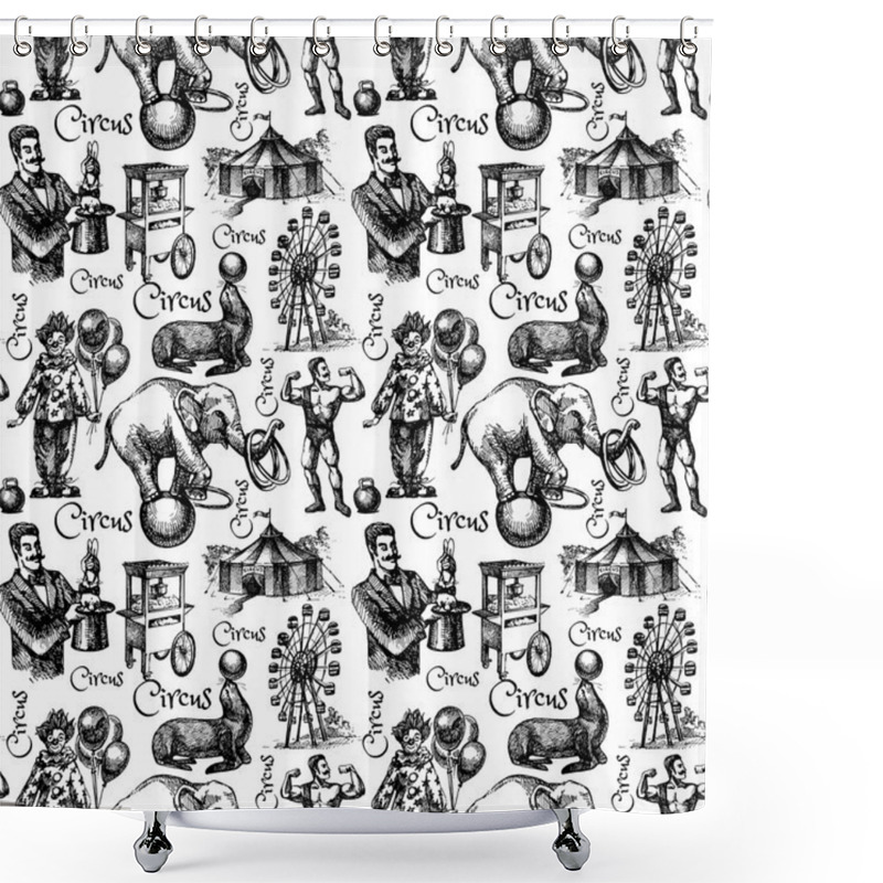 Personality  Circus And Amusement Seamless Pattern Shower Curtains