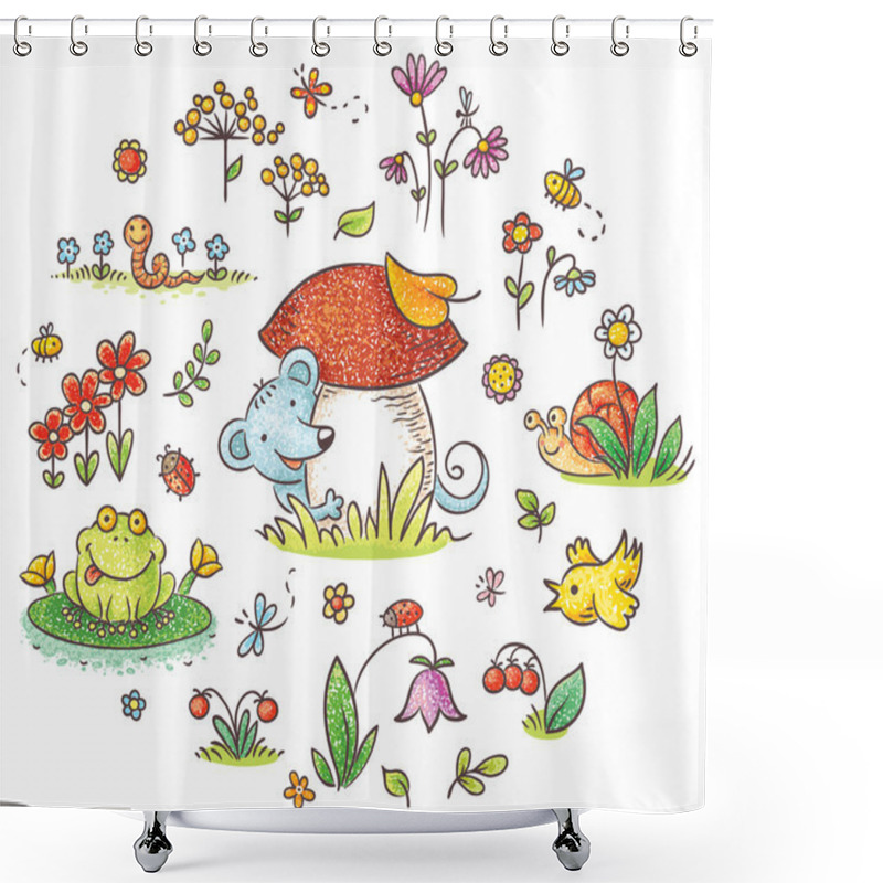 Personality  Elements For Kids Designs Shower Curtains