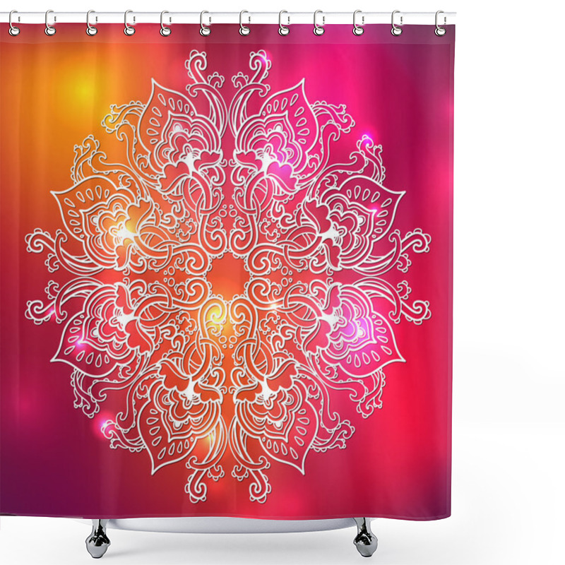 Personality  Ornamental Floral Lace Pattern. Kaleidoscopic Rainbow Floral Pattern, Mandala. Shower Curtains