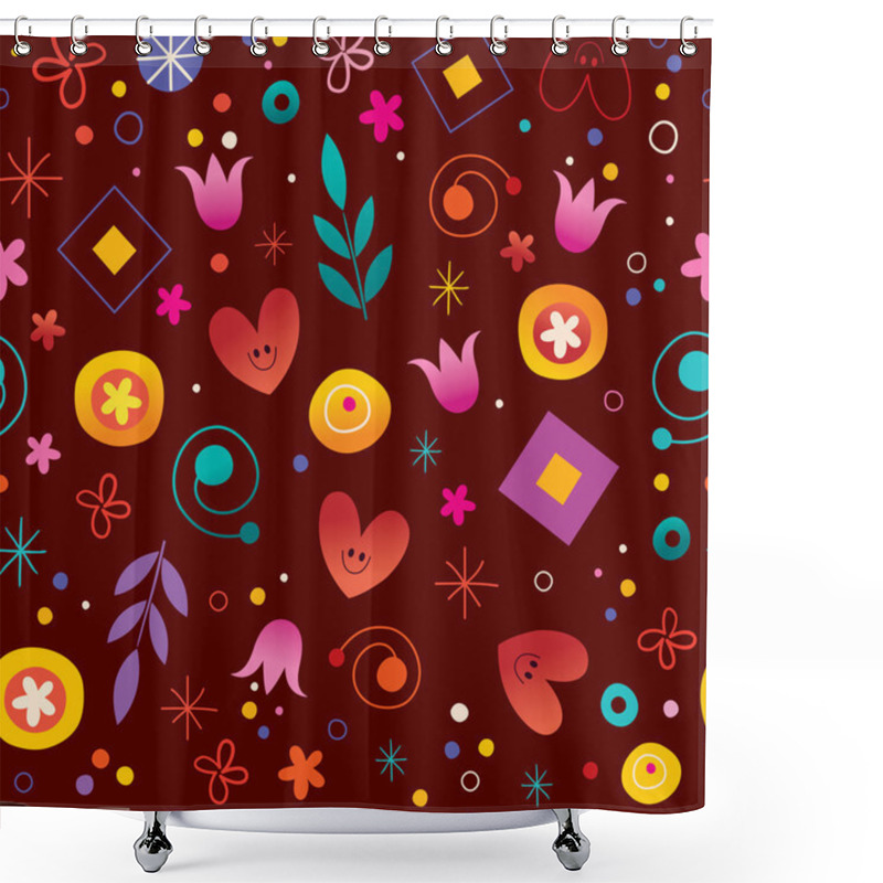 Personality  Nature Love Happiness Fun Seamless Pattern Shower Curtains