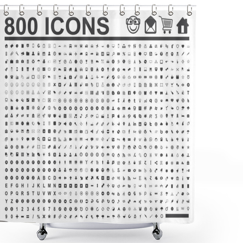 Personality  800 Icons Shower Curtains