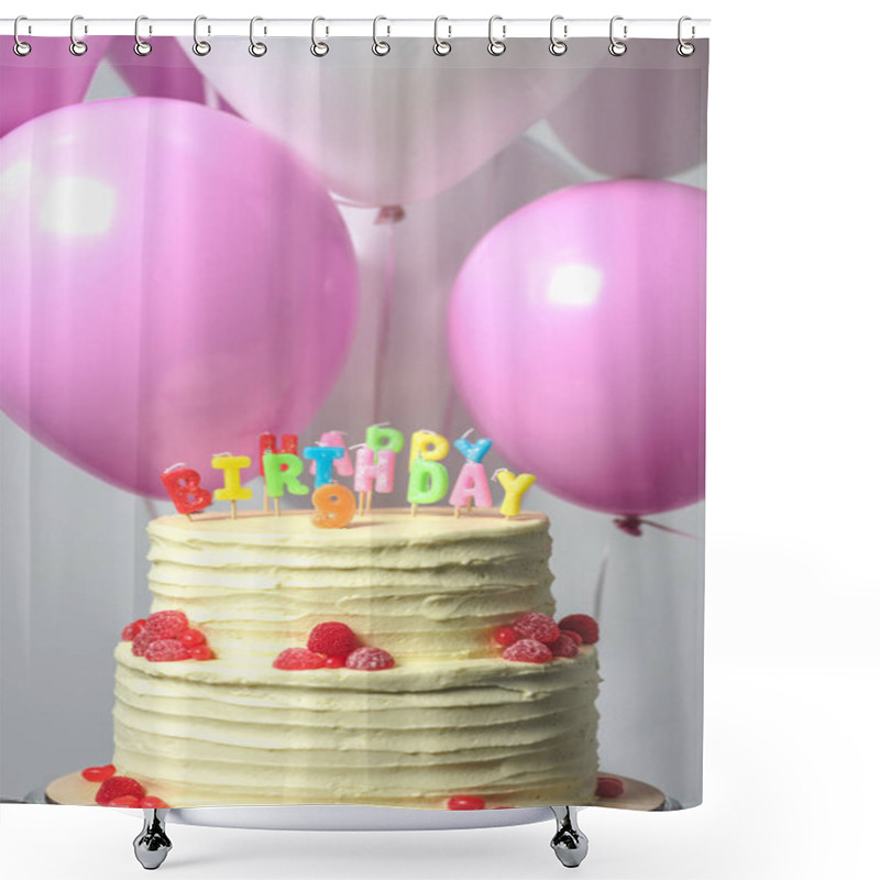 Personality  Birthday Cake With Number Nine Shower Curtains