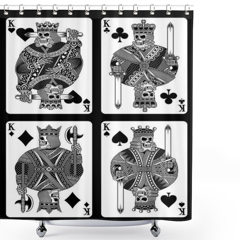 Personality  Set Of Skull Playing Cards Shower Curtains